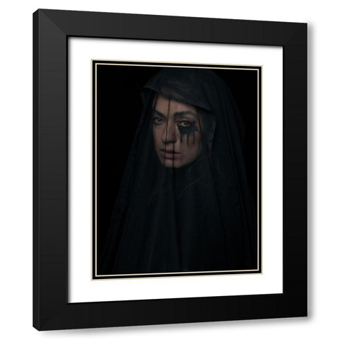 Pain Black Modern Wood Framed Art Print with Double Matting by Nour Mohahammadi, Roya