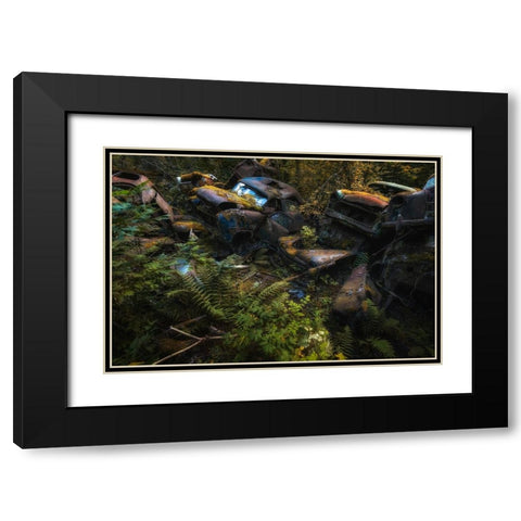 The Pile Of Cars Black Modern Wood Framed Art Print with Double Matting by Pettersson, Benny