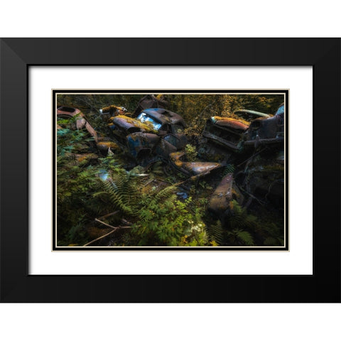 The Pile Of Cars Black Modern Wood Framed Art Print with Double Matting by Pettersson, Benny