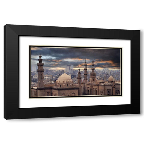 Between Past And The Present Black Modern Wood Framed Art Print with Double Matting by Olwy, Moutaz