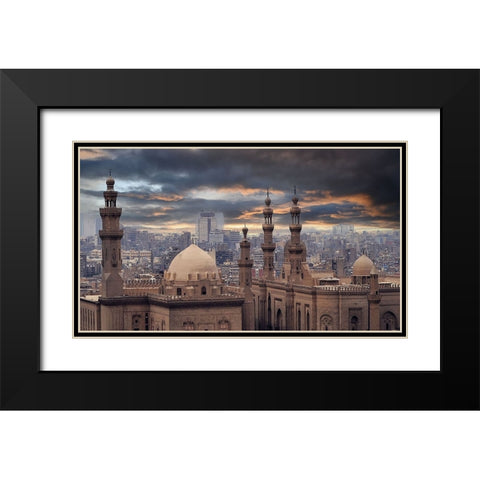 Between Past And The Present Black Modern Wood Framed Art Print with Double Matting by Olwy, Moutaz