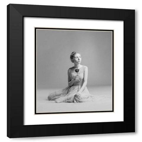 Rose Black Modern Wood Framed Art Print with Double Matting by Valentyn, Kolesnyk