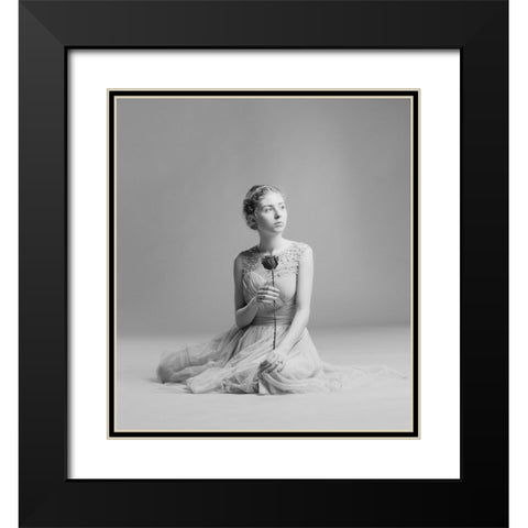 Rose Black Modern Wood Framed Art Print with Double Matting by Valentyn, Kolesnyk