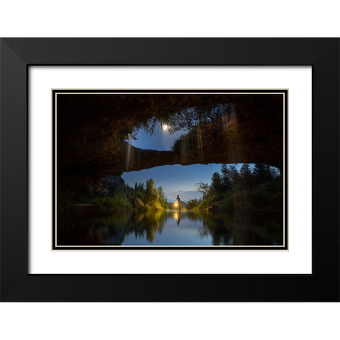 Water Moon Cave Black Modern Wood Framed Art Print with Double Matting by Simoon