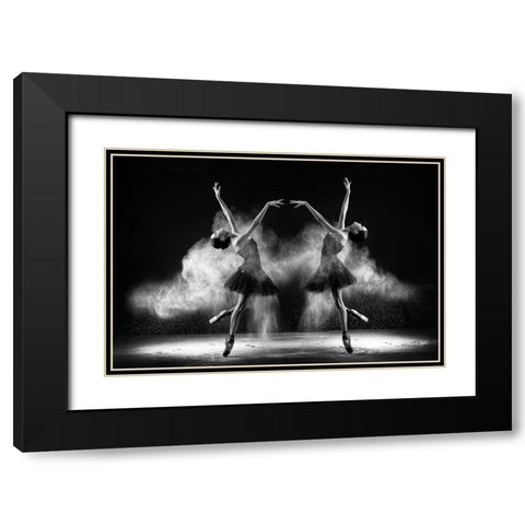 Double Bends Black Modern Wood Framed Art Print with Double Matting by Bunjamin (Abe), Antonyus