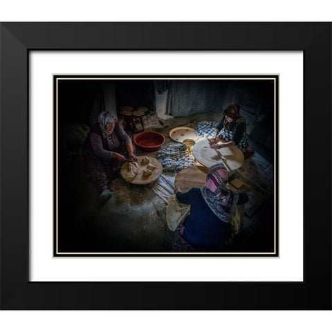 Women Making Bread. Black Modern Wood Framed Art Print with Double Matting by Bilgin, Zuhdu