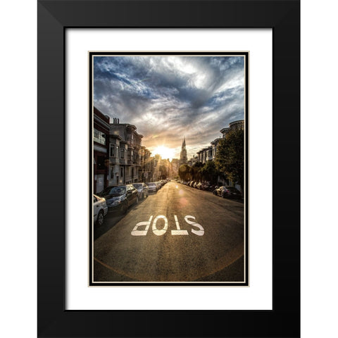 Stop Black Modern Wood Framed Art Print with Double Matting by Sowter, Ashley