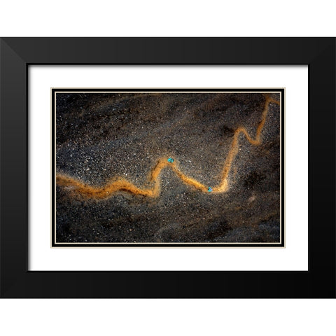Stock Chart -- Aerial Abstract Of A Hiking Trail Black Modern Wood Framed Art Print with Double Matting by Bian, James