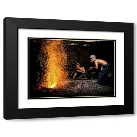 At Work 2 Black Modern Wood Framed Art Print with Double Matting by Yuk Kong, John