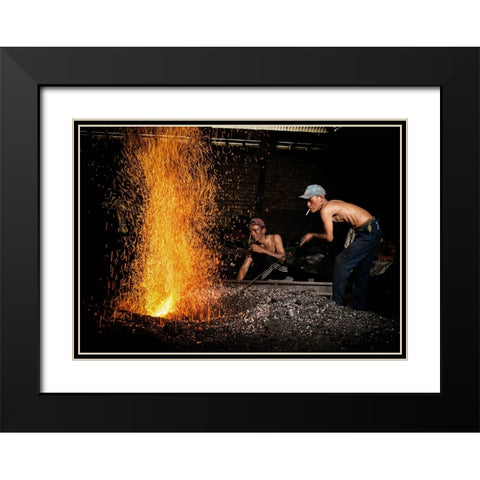 At Work 2 Black Modern Wood Framed Art Print with Double Matting by Yuk Kong, John