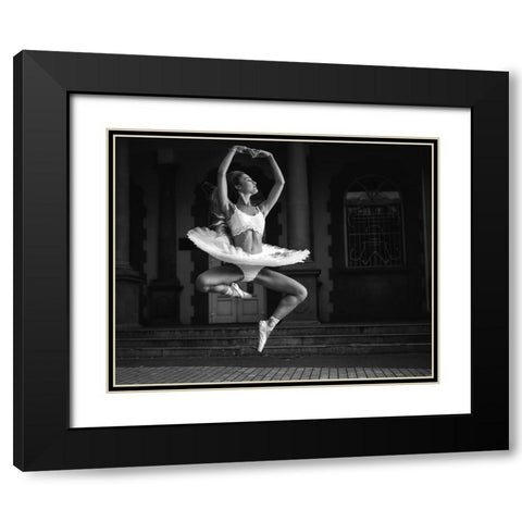 Ballerina Is Posing 6 Bw Black Modern Wood Framed Art Print with Double Matting by Nanev, Vasil