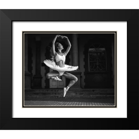 Ballerina Is Posing 6 Bw Black Modern Wood Framed Art Print with Double Matting by Nanev, Vasil