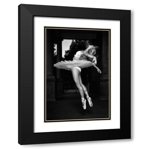 Ballerina Is Posing 8 Bw Black Modern Wood Framed Art Print with Double Matting by Nanev, Vasil