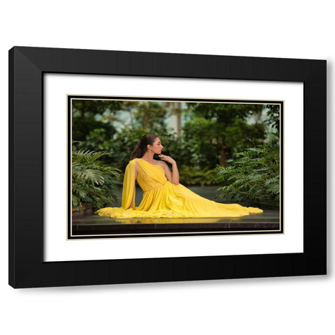 Greek Queen In Yellow Black Modern Wood Framed Art Print with Double Matting by Belal, Ahmad