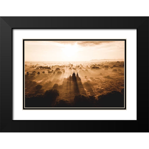 Bagan Black Modern Wood Framed Art Print with Double Matting by Ziomek, Witold