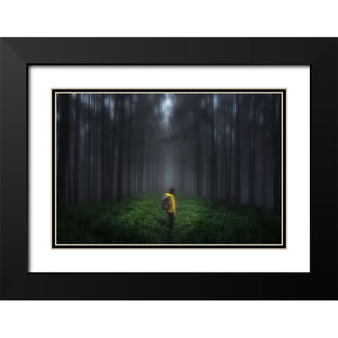 Anxious Forest Black Modern Wood Framed Art Print with Double Matting by Sugita, Masaki