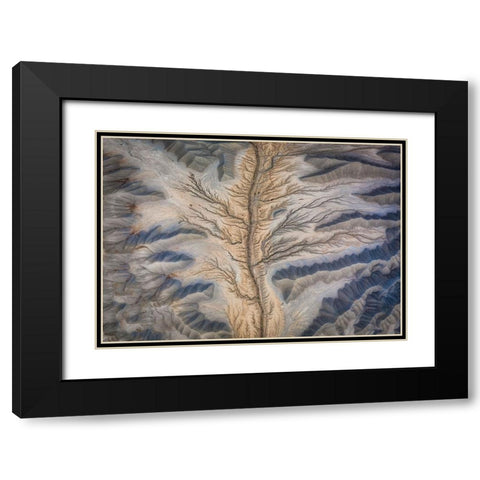 Badlands From The Above Black Modern Wood Framed Art Print with Double Matting by Zheng, Michael