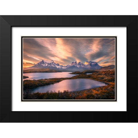 Autumn At Torres Del Paine Black Modern Wood Framed Art Print with Double Matting by And Hongchao, Gu