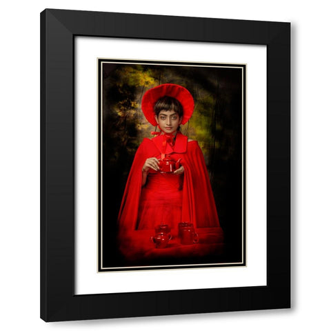 Tea Ceremny Japan Black Modern Wood Framed Art Print with Double Matting by Chattopadhyay, Debasish