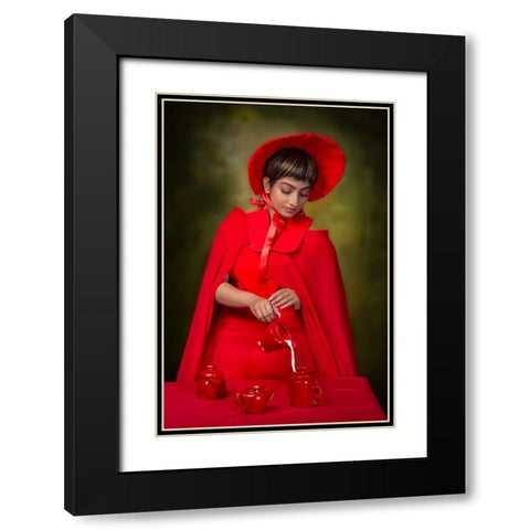 Tea Ceremony Black Modern Wood Framed Art Print with Double Matting by Chattopadhyay, Debasish