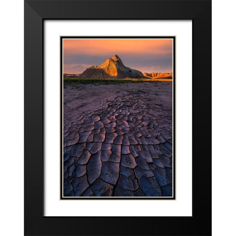 Cracking Beauty 2 Black Modern Wood Framed Art Print with Double Matting by P., Ruiqing