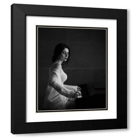 Iranian Female Instrumentalists (Piano) Black Modern Wood Framed Art Print with Double Matting by Keramati, Saeed