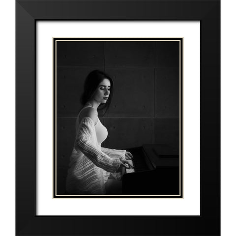 Iranian Female Instrumentalists (Piano) Black Modern Wood Framed Art Print with Double Matting by Keramati, Saeed