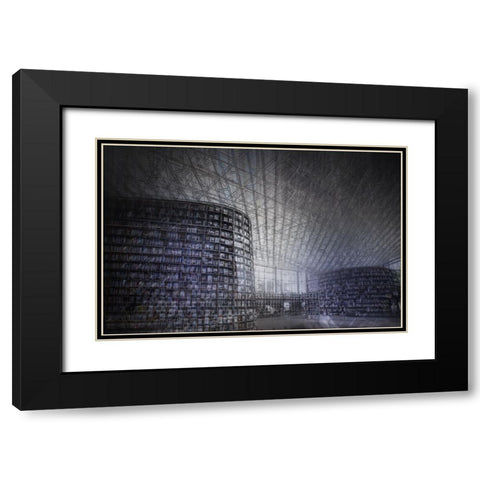 Chaos At Library Black Modern Wood Framed Art Print with Double Matting by Kim, Youngil