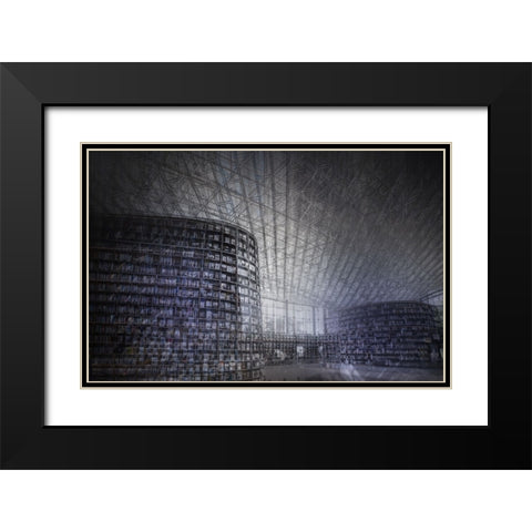 Chaos At Library Black Modern Wood Framed Art Print with Double Matting by Kim, Youngil