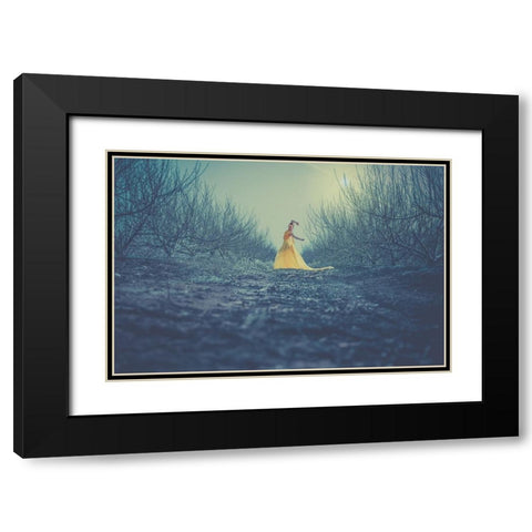 Winter Dance Black Modern Wood Framed Art Print with Double Matting by Levy, Sharon
