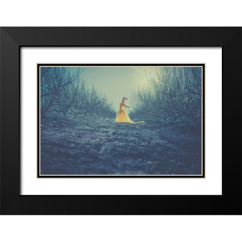 Winter Dance Black Modern Wood Framed Art Print with Double Matting by Levy, Sharon