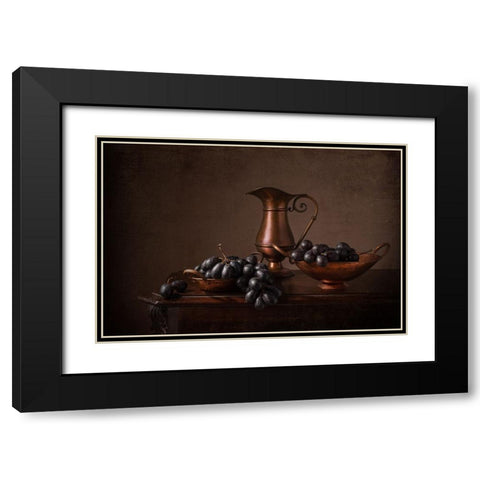 Black Grapes Black Modern Wood Framed Art Print with Double Matting by Perfoncio, Margareth