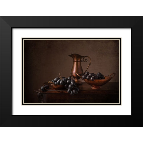 Black Grapes Black Modern Wood Framed Art Print with Double Matting by Perfoncio, Margareth