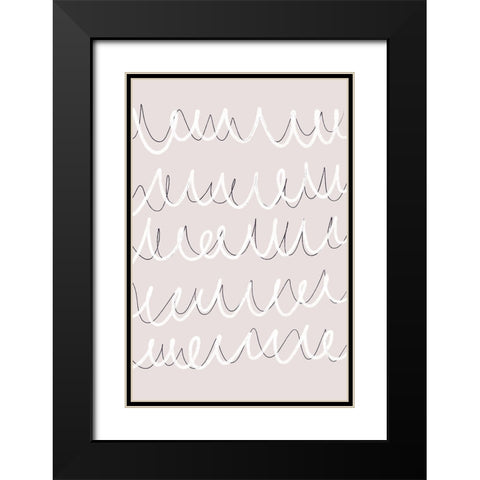Irregular Scribbles Black Modern Wood Framed Art Print with Double Matting by uplusmestudio