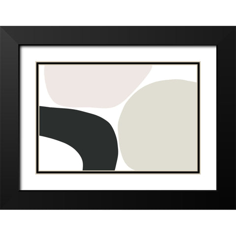 Oneness Abstract No 1 Black Modern Wood Framed Art Print with Double Matting by uplusmestudio