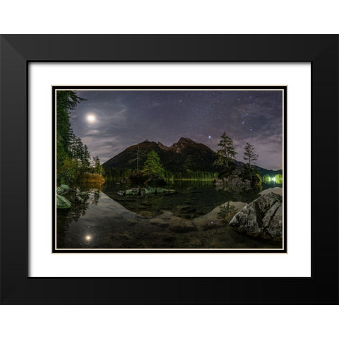 Hintersee Night Black Modern Wood Framed Art Print with Double Matting by Keller