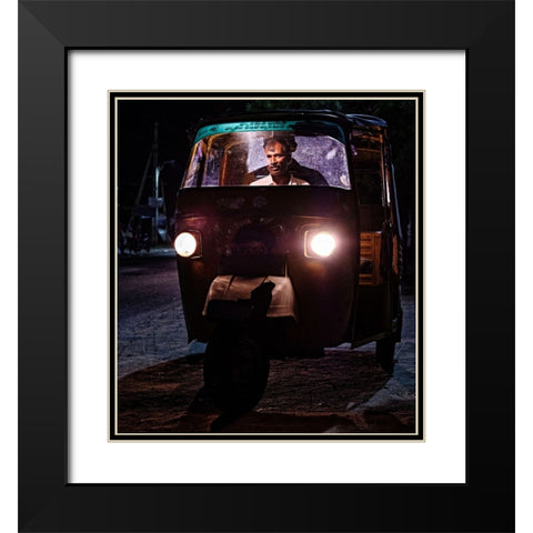 Tuk Tuk DrIVer Black Modern Wood Framed Art Print with Double Matting by Avila, Fernando