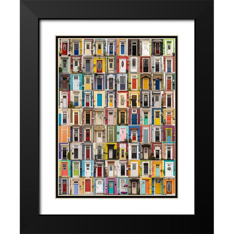 Jellybean Doors Black Modern Wood Framed Art Print with Double Matting by Xu, Tony