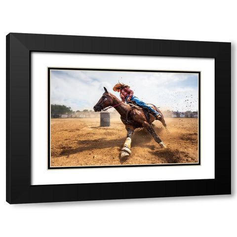 Slam On The Brakes Black Modern Wood Framed Art Print with Double Matting by Zhou, Steven