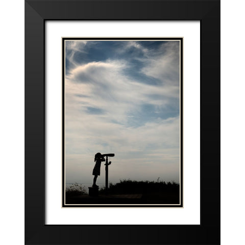 Girl And Binoculars Black Modern Wood Framed Art Print with Double Matting by Gronkjar, Lotte