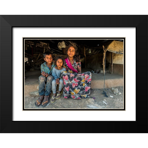 Nomadic Brothers And Sisters Black Modern Wood Framed Art Print with Double Matting by Damico, Giuseppe