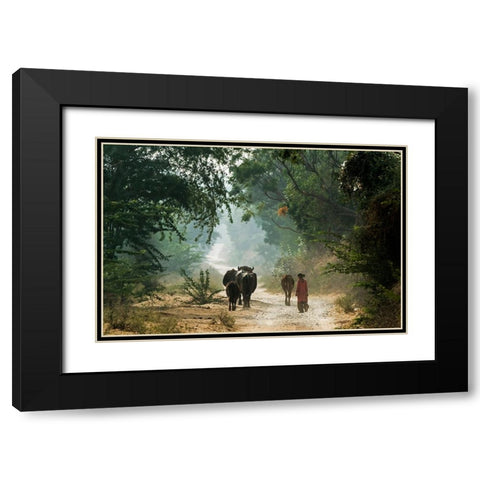On The Road Black Modern Wood Framed Art Print with Double Matting by Damico, Giuseppe