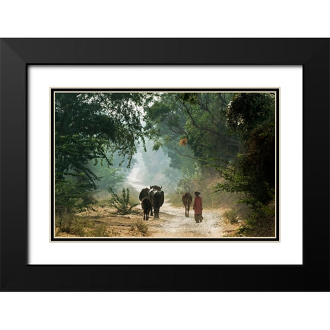 On The Road Black Modern Wood Framed Art Print with Double Matting by Damico, Giuseppe