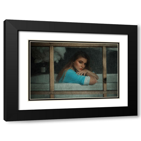 Bunga Black Modern Wood Framed Art Print with Double Matting by Abdillah, Djayent