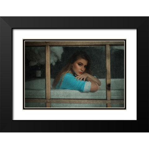 Bunga Black Modern Wood Framed Art Print with Double Matting by Abdillah, Djayent