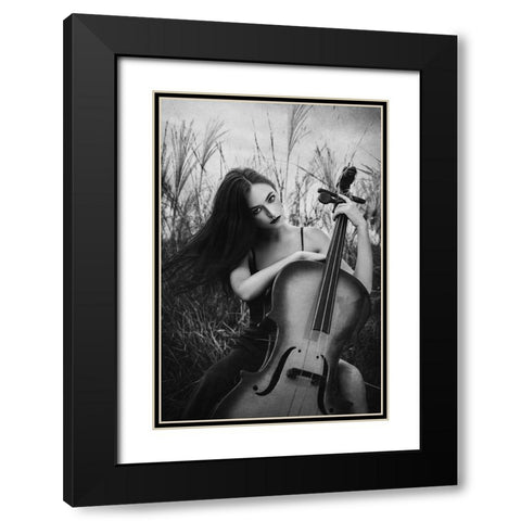 Evora Black Modern Wood Framed Art Print with Double Matting by Abdillah, Djayent
