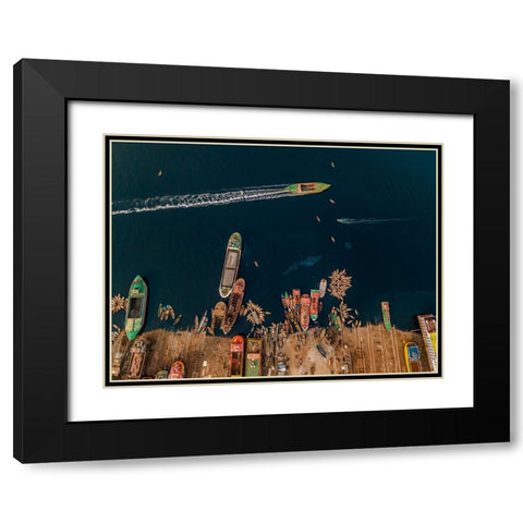 Dockyard Black Modern Wood Framed Art Print with Double Matting by Alam Khan, Rakibul