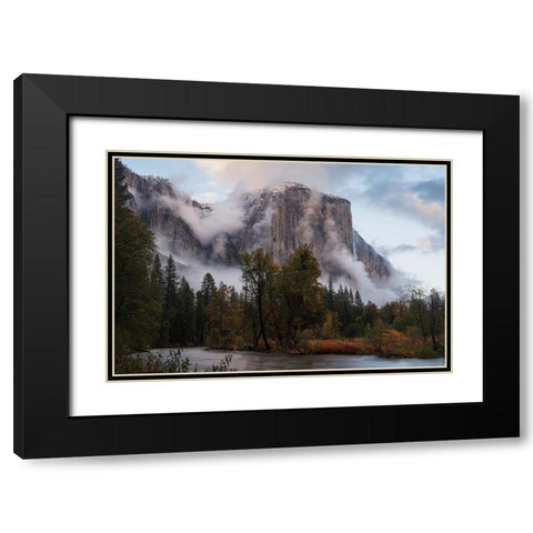 Fall Color In Mist Black Modern Wood Framed Art Print with Double Matting by Shi, Mei