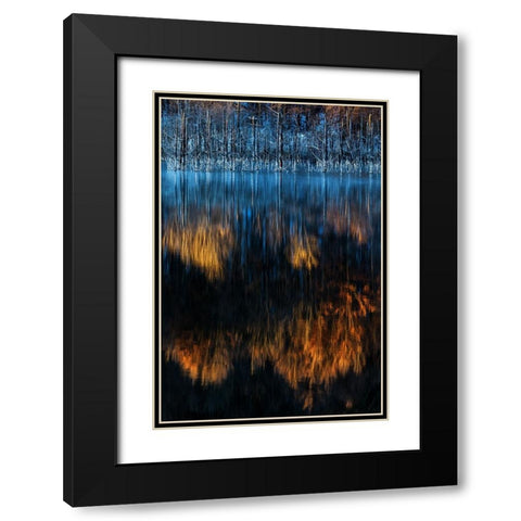 Cuejdel lake Black Modern Wood Framed Art Print with Double Matting by Mirica, Dan