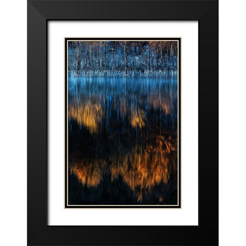 Cuejdel lake Black Modern Wood Framed Art Print with Double Matting by Mirica, Dan